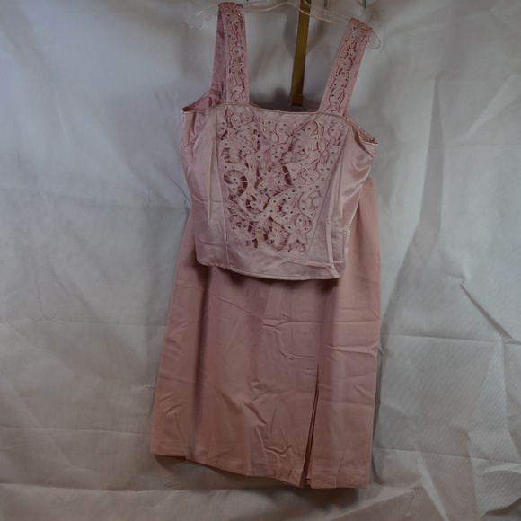 Vintage Nolan Miller Pink 100% Wool/Rhinestone Skirt Suit. M/L - Picture 5 of 13